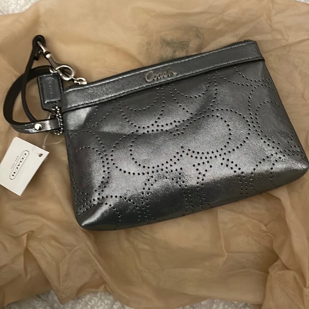 NWT coach wristlet silver purse